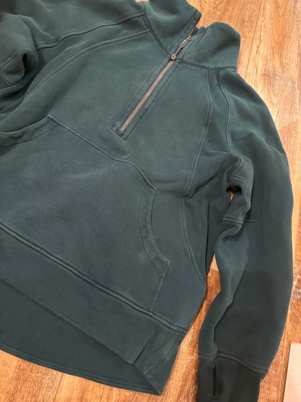 Lululemon Forest Green Zip Pullover thick sweatshirt size M/L mock neck women’s - Picture 4 of 7